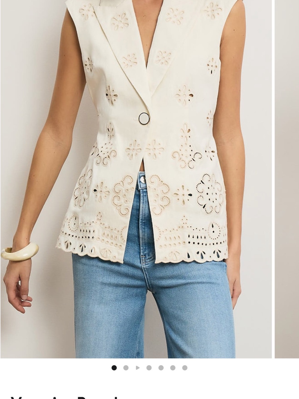 Veronica Beard Townes Belted Eyelet Vest Size 10